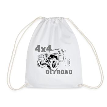 offroad dirt 4x4 truck off-road big cars - Drawstring Bag - white - Front