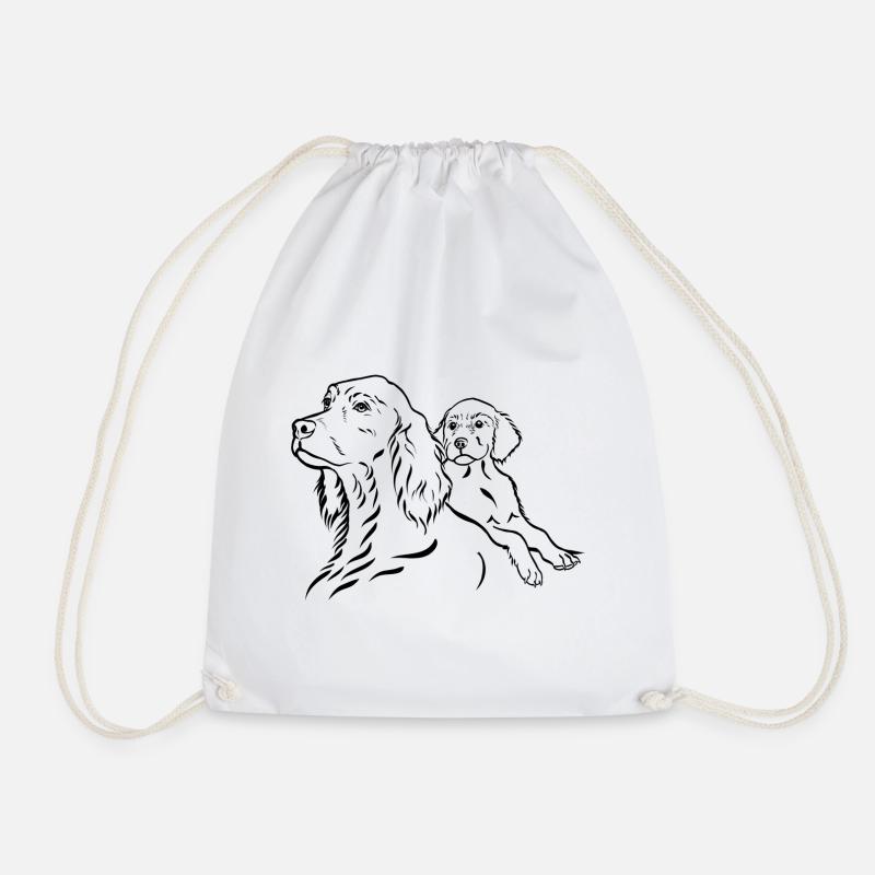 Setter chienne avec chiot - Sac de sport léger - blanc