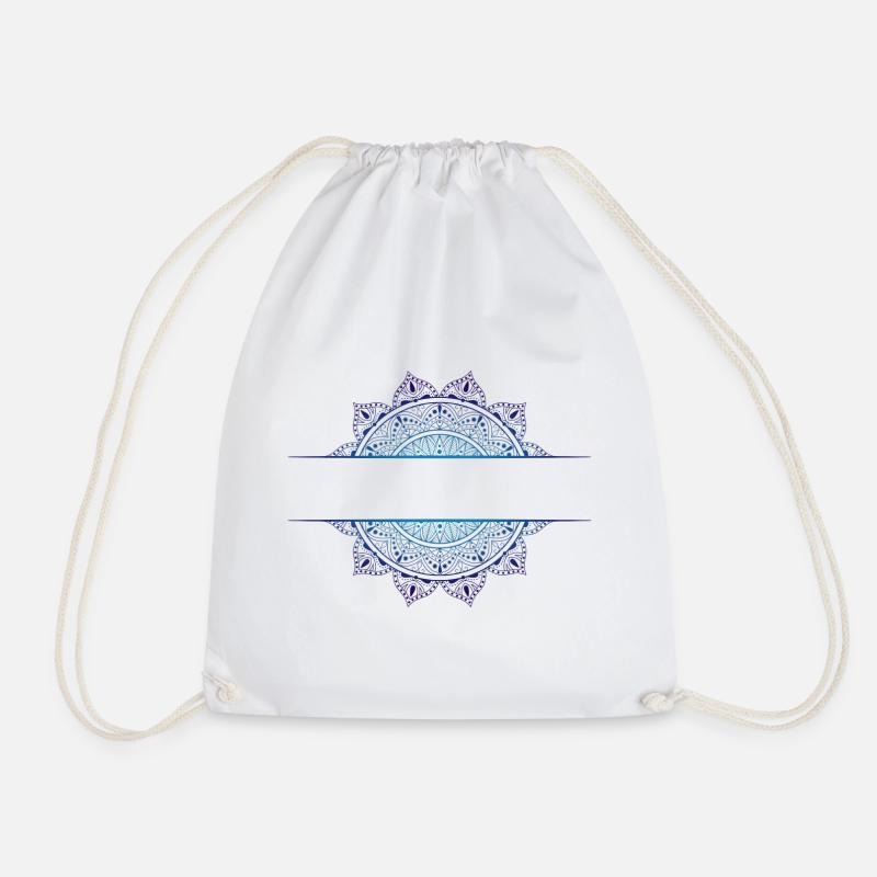 Mandala Cyan Magenta - Drawstring Bag - white