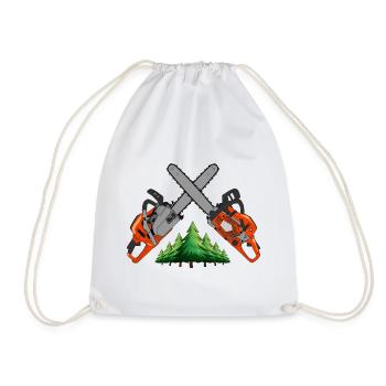 Chainsaw - Green forest - Drawstring Bag - white - Front