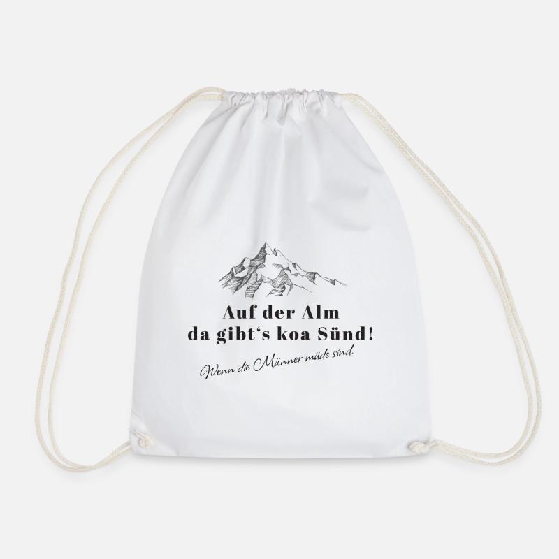 On the Spruch Bergwitz alpine pasture - Drawstring Bag - white