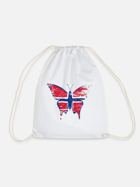 Norwegen Flagge Schmetterling blau - Turnbeutel - Weiß