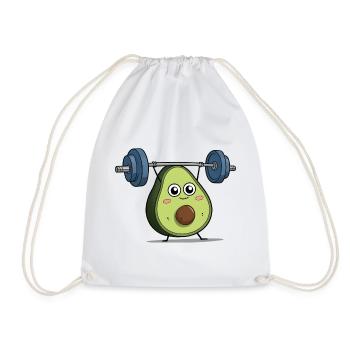 Cute Avocado Weightlifting - Lifting Bodybuilder - Drawstring Bag - white - Front