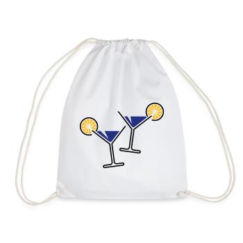 2 Cocktailgläser / Cocktail / Martini + (Blau) - Turnbeutel - Weiß - Vorne