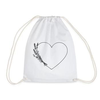 Line Art Coeur - Fleurs sauvages, Personnalisable - Sac de sport léger - blanc - Devant