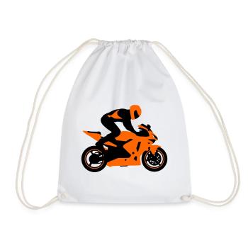 Motorcycle Stuntman - Drawstring Bag - white - Front