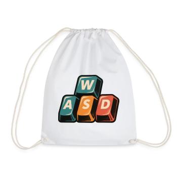 WASD Gaming Keys - Funny Gamer Gift - Drawstring Bag - white - Front