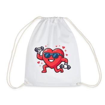 Fun workout in the gym: heart lift to V - Drawstring Bag - white - Front