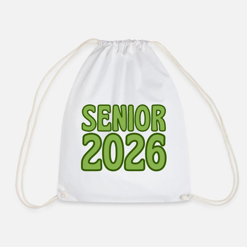 Senior 2026 Green Retro Text Art - Drawstring Bag - white