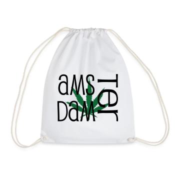 Amsterdam - Cannabis - Weed - Drawstring Bag - white - Front