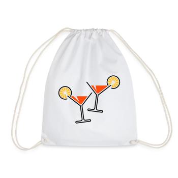 2 Cocktail Glasses / Cocktail / Martini + (Orange) - Drawstring Bag - white - Front