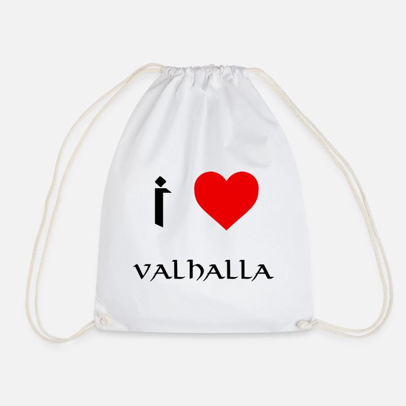 I love Valhalla - Drawstring Bag - white