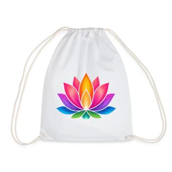 Glowing Lotus Flower Color Explosion - Drawstring Bag - white - Front