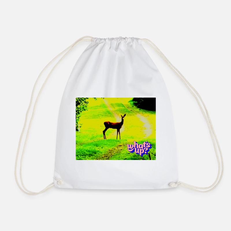 whats up - Drawstring Bag - white