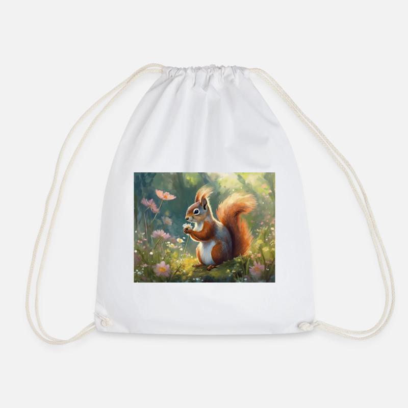 Écureuils dans le jardin fleuri - Sac de sport léger - blanc