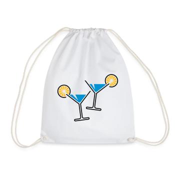 2 Cocktailgläser / Cocktail / Martini + (Hellblau) - Turnbeutel - Weiß - Vorne