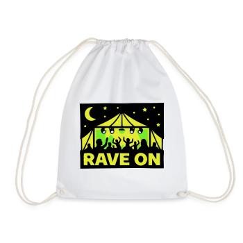 Rave On Festival Tent Techno Party Crew - Drawstring Bag - white - Front