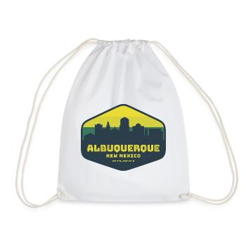 Albuquerque New Mexico Skyline Badge - Drawstring Bag - white - Front