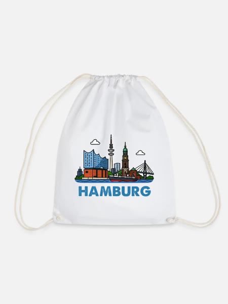 Hamburg Skyline Stadt - Turnbeutel - Weiß