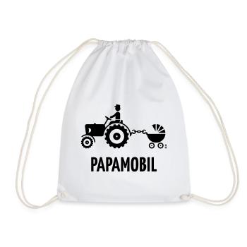 Papamobil (Trecker Und Kinderwagen / Black) - Turnbeutel - Weiß - Vorne