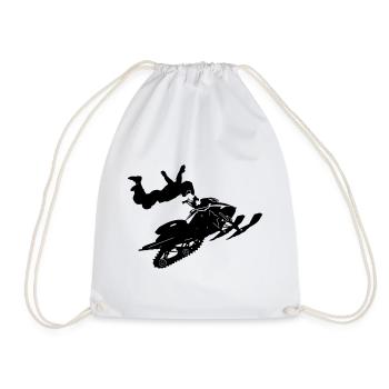 Snowmobil, Snowboarder, Snowboarden - Turnbeutel - Weiß - Vorne