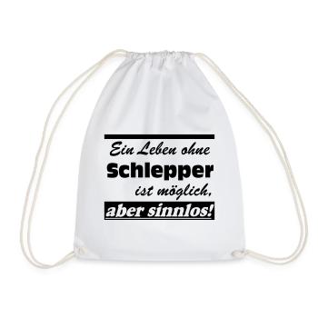 Traktor , Trecker , Schlepper Leben sinnlos(25) - Turnbeutel - Weiß - Vorne