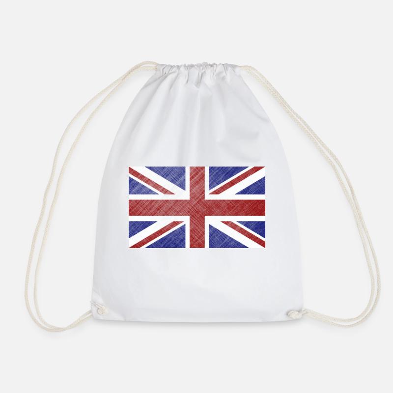 Grunge Union Jack Flag - Drawstring Bag - white