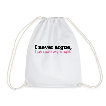 Je soutiens JAMAIS, j'explique juste pourquoi je - Sac de sport léger - blanc - Devant