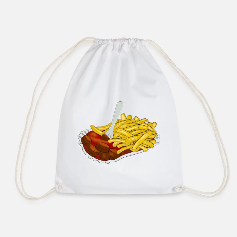 Currywurst mit Pommes - Turnbeutel - Weiß