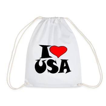 America - I Love Usa - Drawstring Bag - white - Front