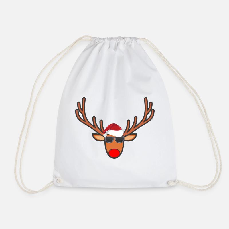 reindeer - Drawstring Bag - white