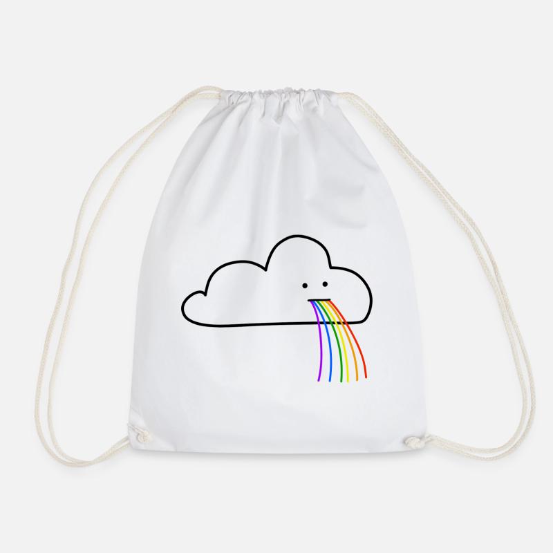 Cloud sweet funny colorful dark pastel - Drawstring Bag - white