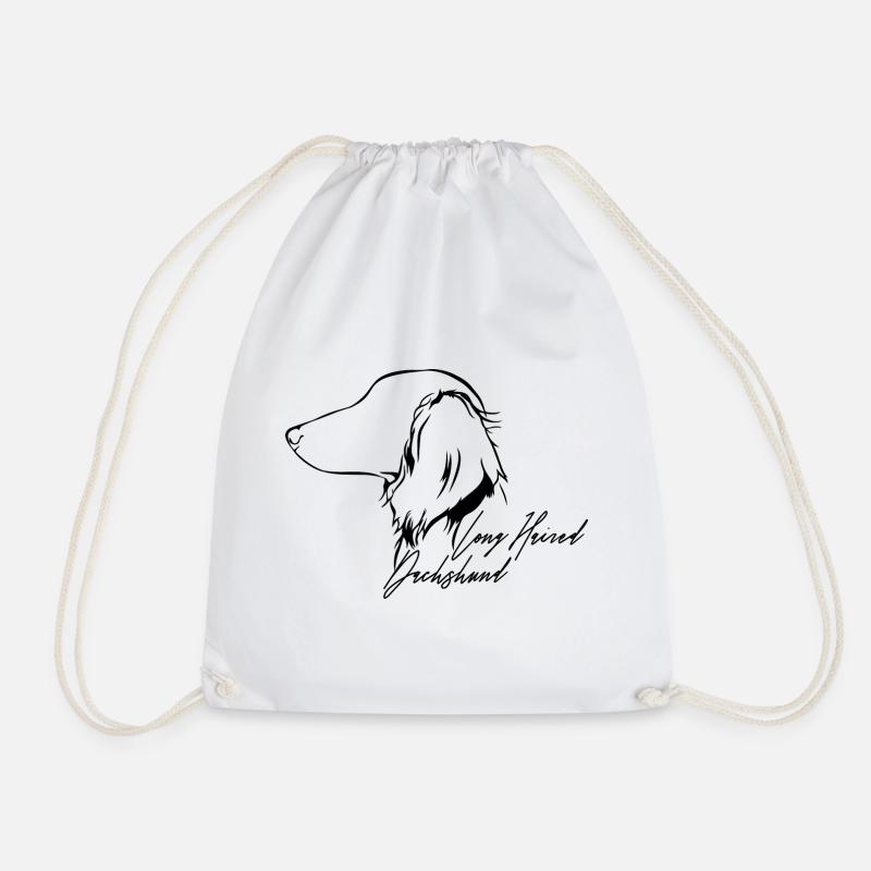 LONG HAIRED DACHSHUND Profil Hunde Hund Wilsigns - Turnbeutel - Weiß