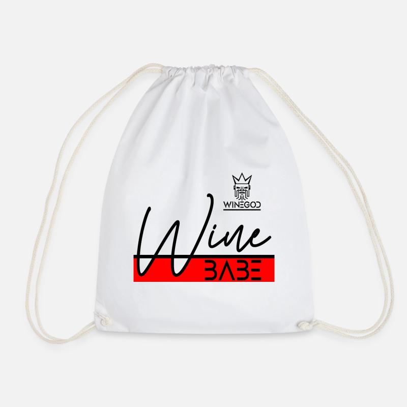 Winegod funny saying Wine Babe - Drawstring Bag - white