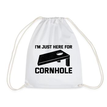 Cornhole Bean Bag Toss Outdoor Lawn Game funny - Drawstring Bag - white - Front