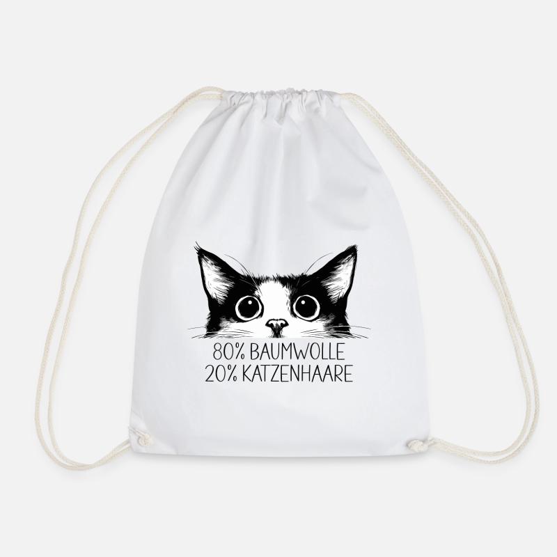 Katze 80% Baumwolle 20% Katzenhaare Lustig Spruch - Turnbeutel - Weiß