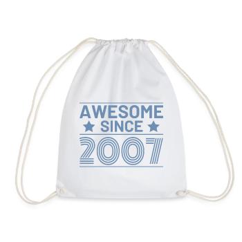 Birthday Retro Awesome since 2007 - Drawstring Bag - white - Front
