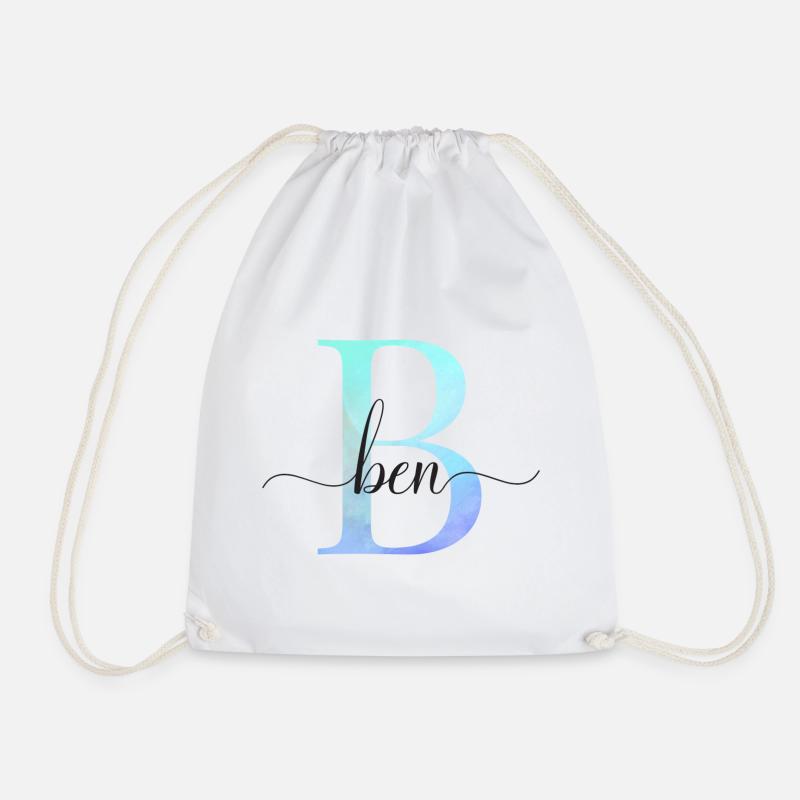 B| Monogramm | Name | Ben | Watercolor - Turnbeutel - Weiß