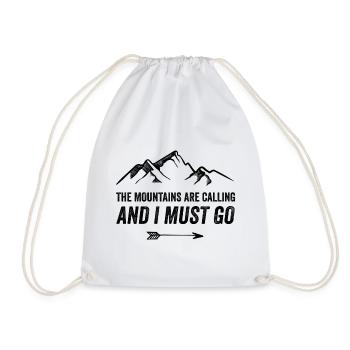 Mountains Are Calling and I Must Go - Drawstring Bag - white - Front