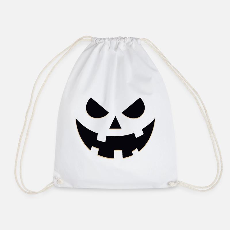 Eerie Jack-O'-Lantern Portrait - Drawstring Bag - white