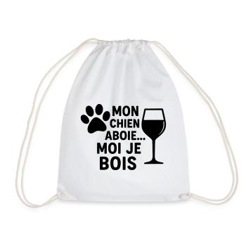 Mon chien aboie moi je bois, humour, cadeau noël - Sac de sport léger - blanc - Devant