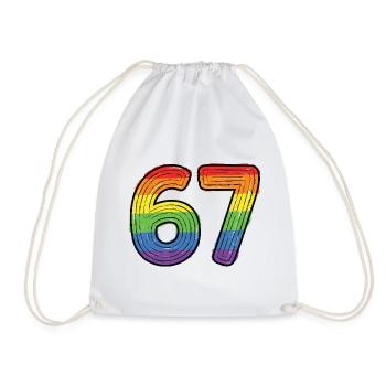 Rainbow 67 Gras, dessiné à la main six sept chiffres - Sac de sport léger - blanc - Devant