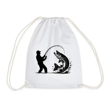 Cadeau pêcheur pêcheur de brochet Prédateur - Sac de sport léger - blanc - Devant