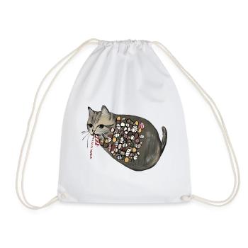 Candy Pattern Candy Cat - Drawstring Bag - white - Front