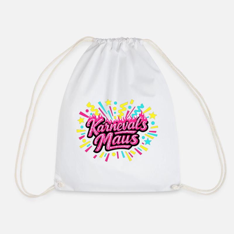 Karnevalsmaus - Karneval Geschenk - Turnbeutel - Weiß