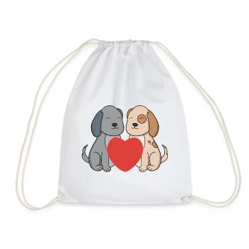 Des chiots de dessin animé adorables amoureux du grand cœur rouge - Sac de sport léger - blanc - Devant
