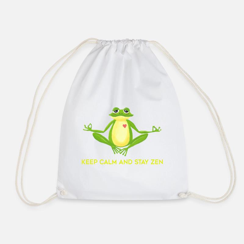 Zen frog - Drawstring Bag - white