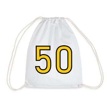 50. 50 YEARS. 50th ANNIVERSARY. 50 YEARS ANNIVERSARY. - Drawstring Bag - white - Front