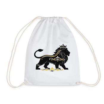 Royal Lion with Gold Ornament - Drawstring Bag - white - Front