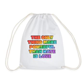 Love Over Hate Rainbow Power - Drawstring Bag - white - Front